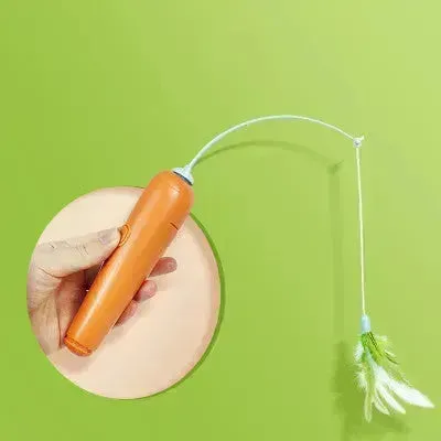 2-in-1 Interactive Cat Toy with Feather – Cat Turntable Toy for Self-Play