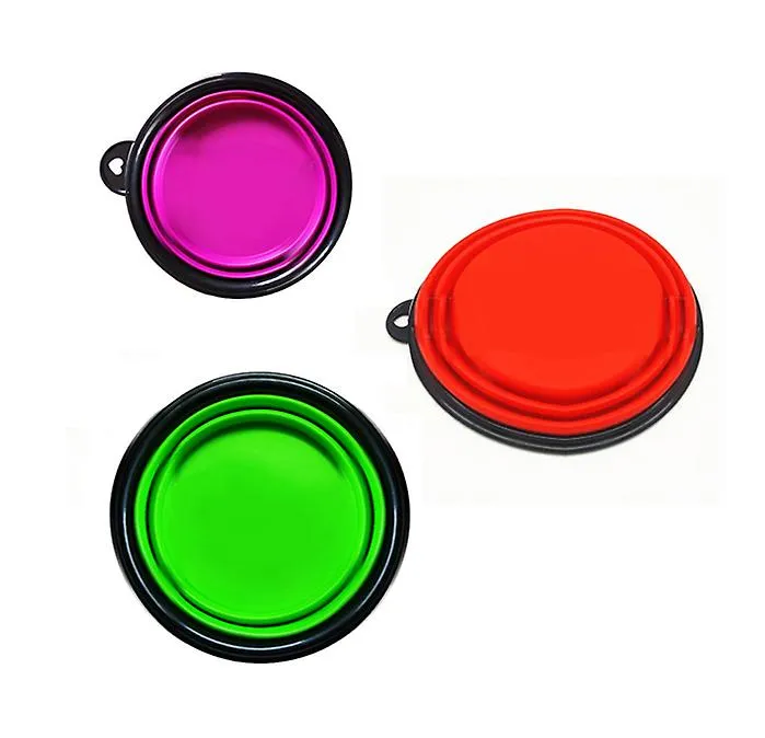 2Pcs M 650ml red Portable Outdoor Pet feed bowl Foldable Silicone travel Bowl AZ11371