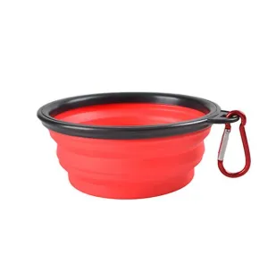 2Pcs M 650ml red Portable Outdoor Pet feed bowl Foldable Silicone travel Bowl AZ11371