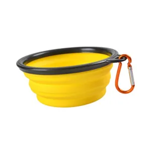 2Pcs S 350ml yellow Portable Outdoor Pet feed bowl Foldable Silicone travel Bowl AZ2094