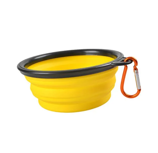2Pcs S 350ml yellow Portable Outdoor Pet feed bowl Foldable Silicone travel Bowl AZ2094