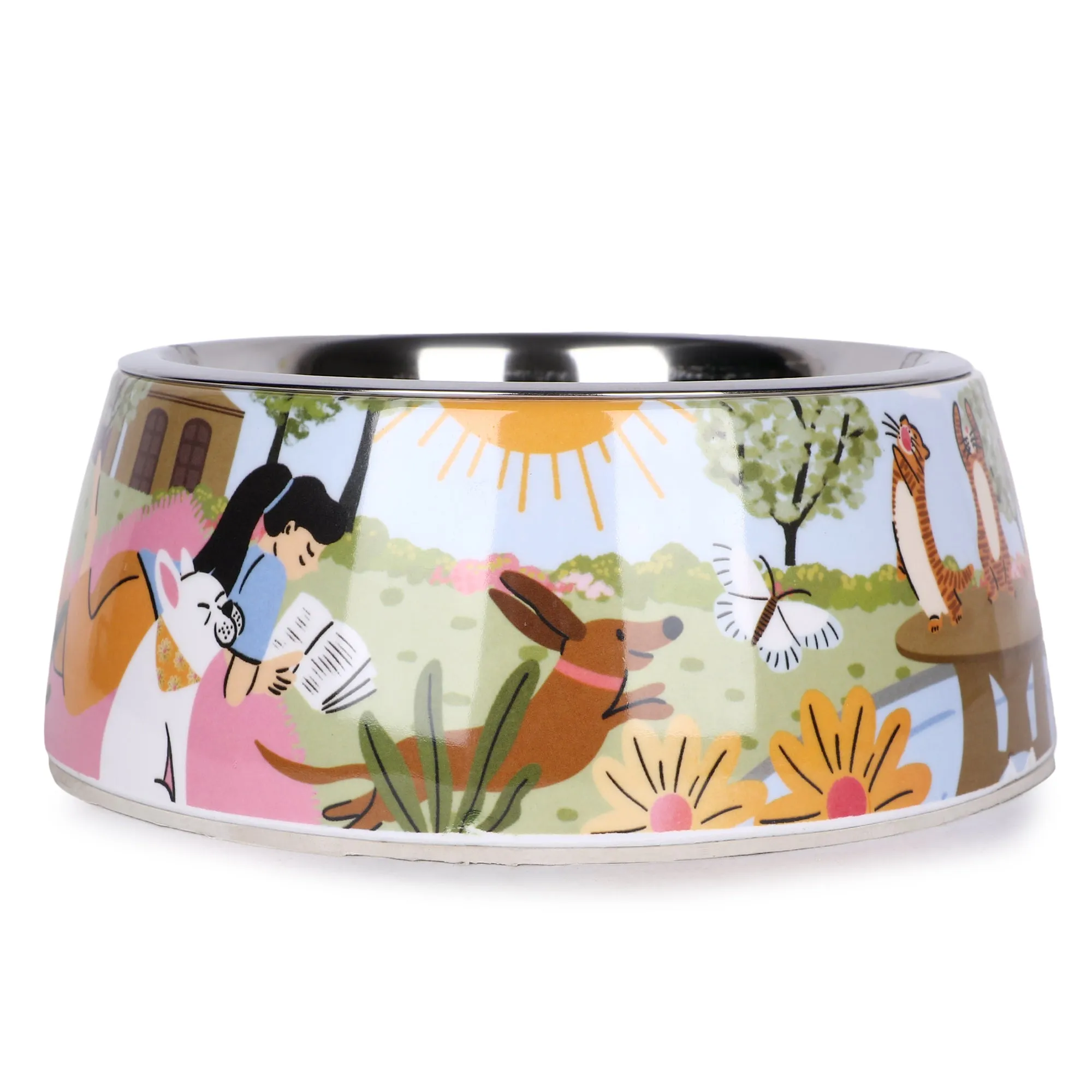Basil Stainless Steel & Melamine Print Bowl – Durable Feeding Bowl for Dogs & Cats | Pet Life Outdoor Exclusive