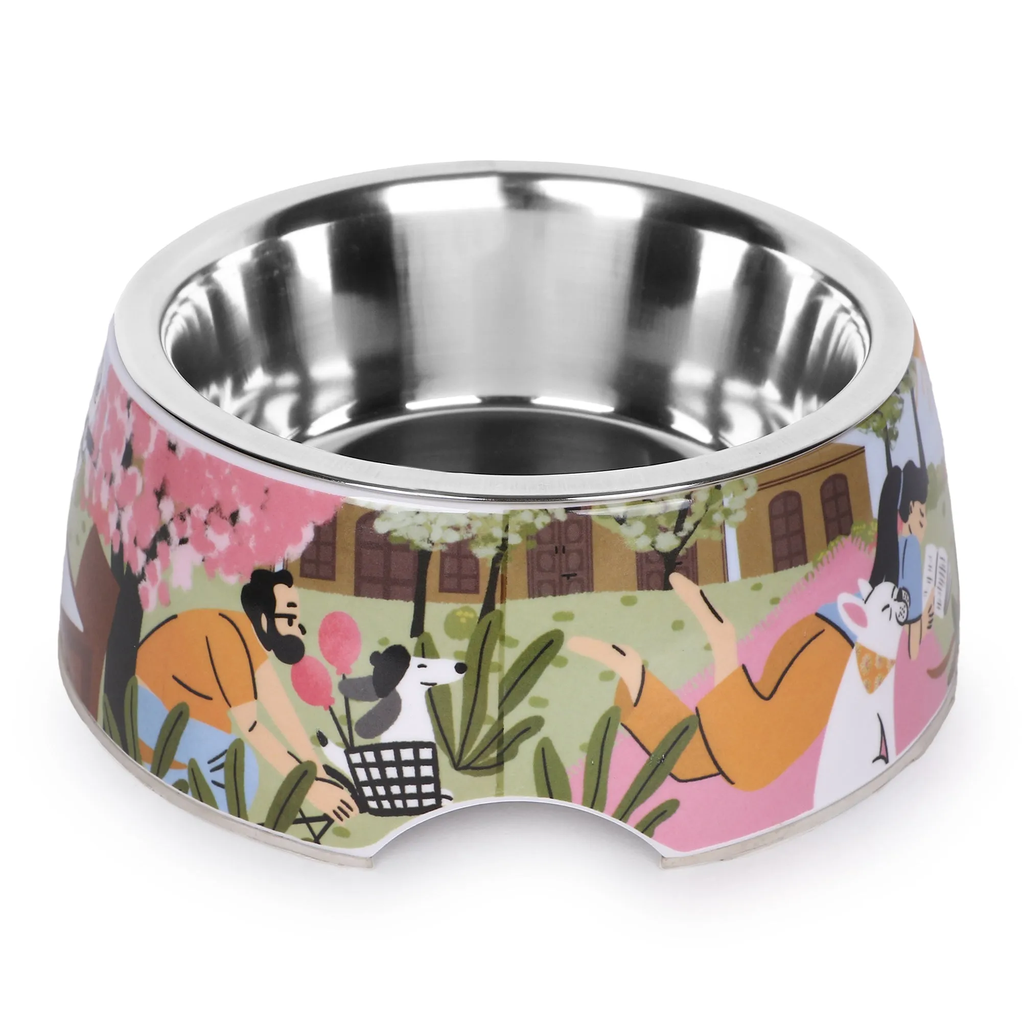 Basil Stainless Steel & Melamine Print Bowl – Durable Feeding Bowl for Dogs & Cats | Pet Life Outdoor Exclusive