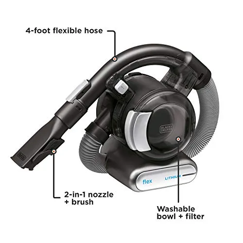 BLACK DECKER 20V Max Flex Handheld Vacuum with Pet Hair Brush, Cordless, Grey (BDH2020FL)