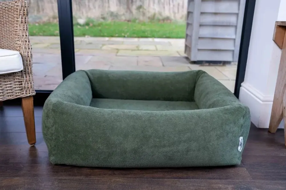 Burnham Bolster Dog Bed - Olive - Various Sizes