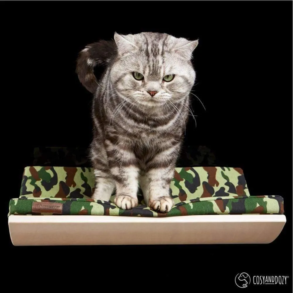 CHILL Cat Shelf & Perch By Cosy and Dozy - Green CAMO & Maple