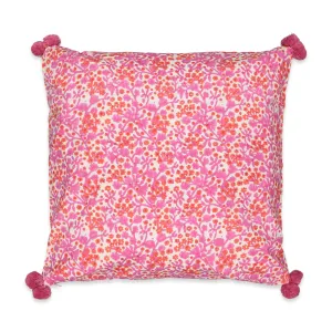 Cushion Cover with Pompom Detail in Pink Melody