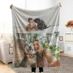 Custom Two-Photo Blanket - Personalized Picture Blanket for Pet and Family
