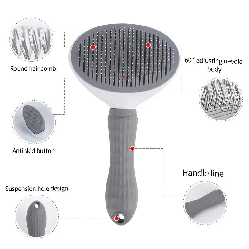 Dog Cat Grooming Brush Pet Hair Remover Self-Cleaning Pet Comb