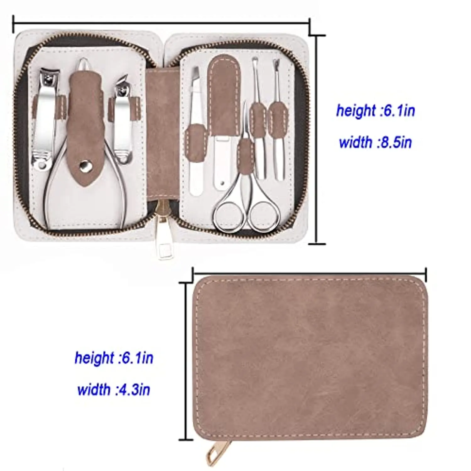 HGINCA Manicure Set Nail Clippers Pedicure Kit -8 Pieces Stainless Steel Personal care Manicure Kit Professional Grooming Kits Nail Care Tools with PU Leather Travel Case Perfect Mother's Day Gift