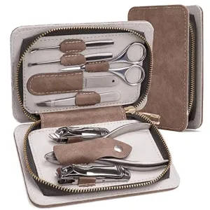 HGINCA Manicure Set Nail Clippers Pedicure Kit -8 Pieces Stainless Steel Personal care Manicure Kit Professional Grooming Kits Nail Care Tools with PU Leather Travel Case Perfect Mother's Day Gift