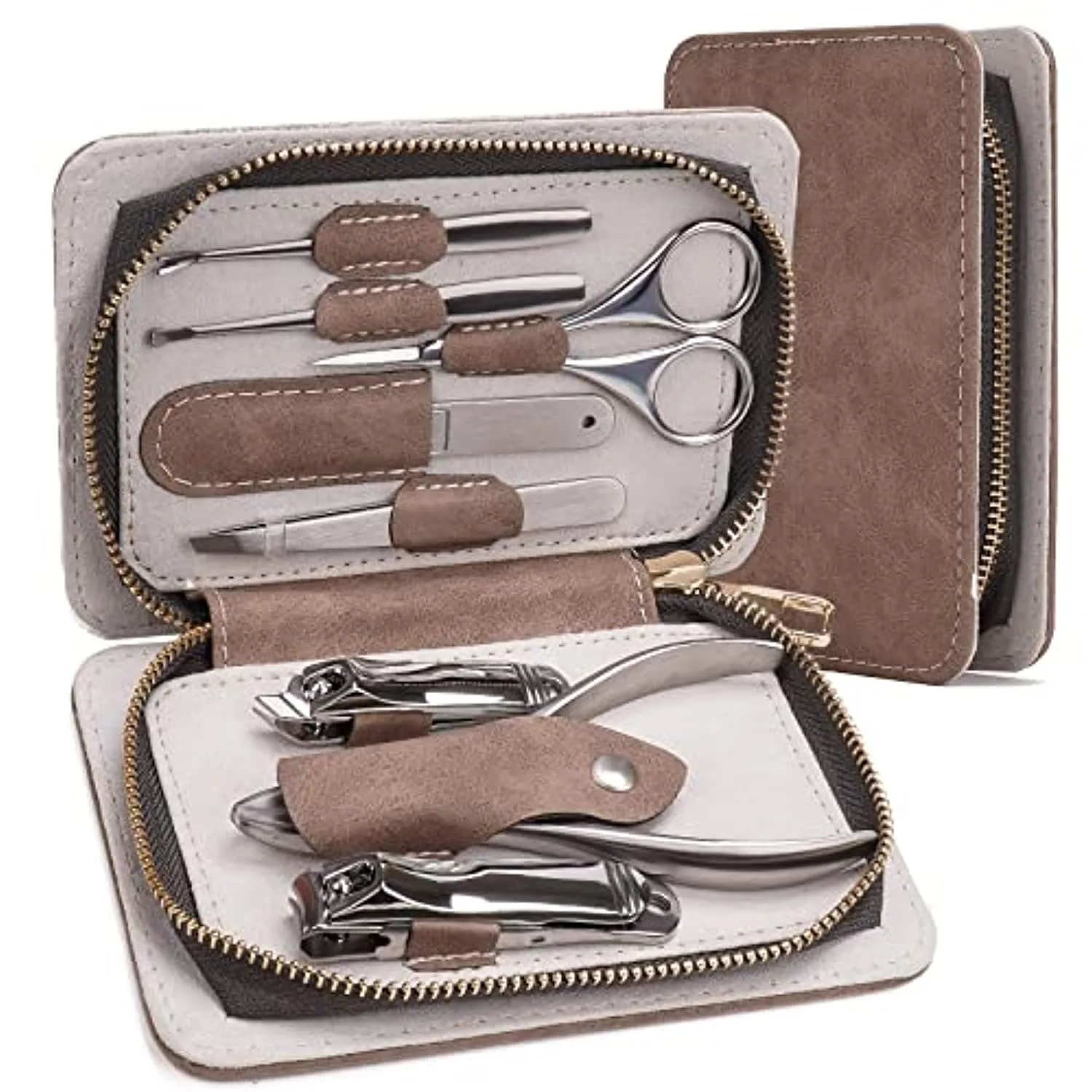 HGINCA Manicure Set Nail Clippers Pedicure Kit -8 Pieces Stainless Steel Personal care Manicure Kit Professional Grooming Kits Nail Care Tools with PU Leather Travel Case Perfect Mother's Day Gift