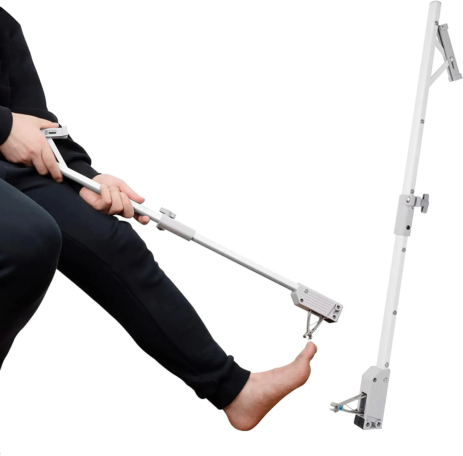 Long Handle Toenail Clippers 4mm Wide Jaw Opening for Seniors Thick Toenails, Overweight, Obese, Hip and Waist Patients | Easy Reach Toe Nail Clipper for Feet (Crystal White - 20" / 50cm)