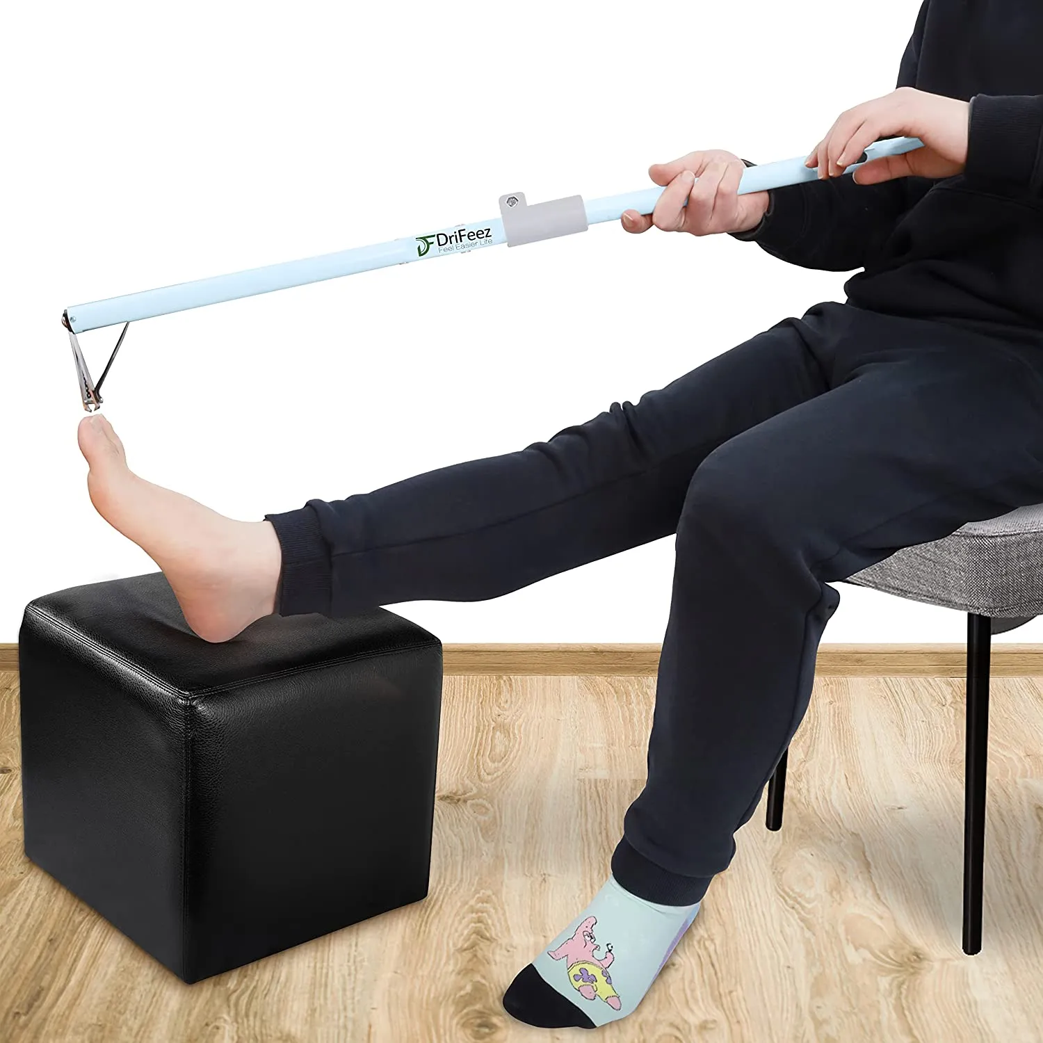 Long Handle Toenail Clippers 4mm Wide Jaw Opening for Seniors Thick Toenails, Overweight, Obese, Hip and Waist Patients | Easy Reach Toe Nail Clipper for Feet (Crystal White - 20" / 50cm)