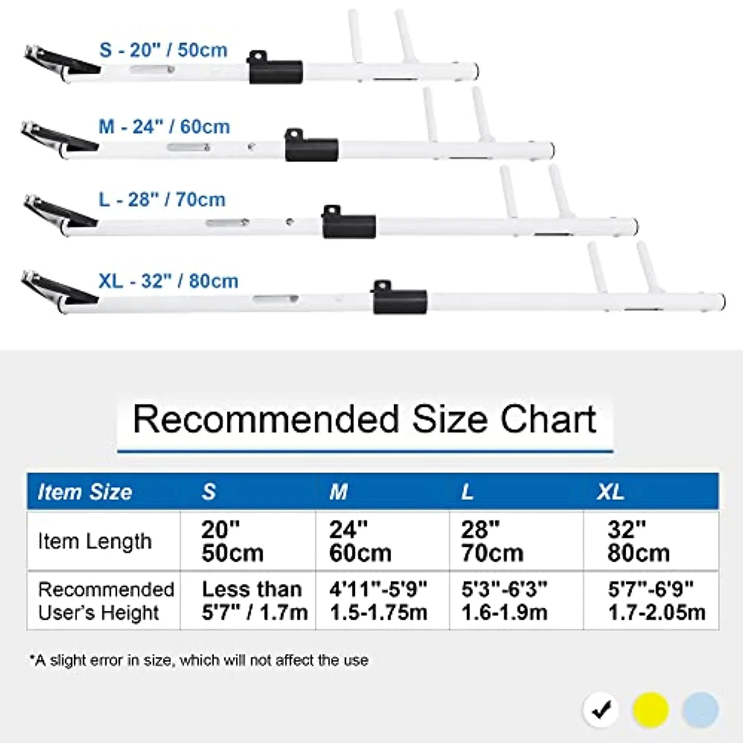 Long Handle Toenail Clippers 4mm Wide Jaw Opening for Seniors Thick Toenails, Overweight, Obese, Hip and Waist Patients | Easy Reach Toe Nail Clipper for Feet (Crystal White - 20" / 50cm)