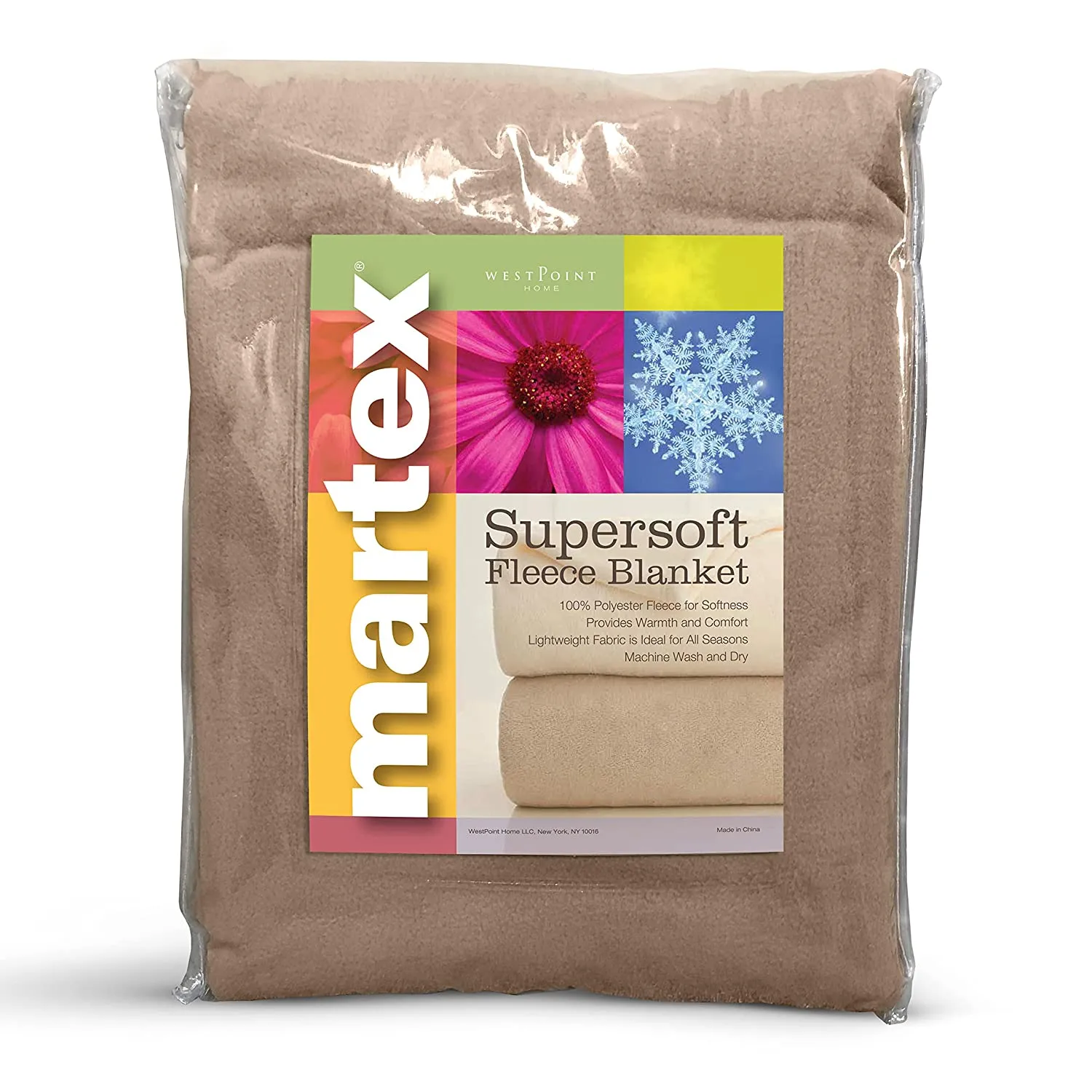 Martex Soft Fleece Polyester Pet-Friendly Full Queen Blanket for Home Bed, Sofa and Dorm - Beige