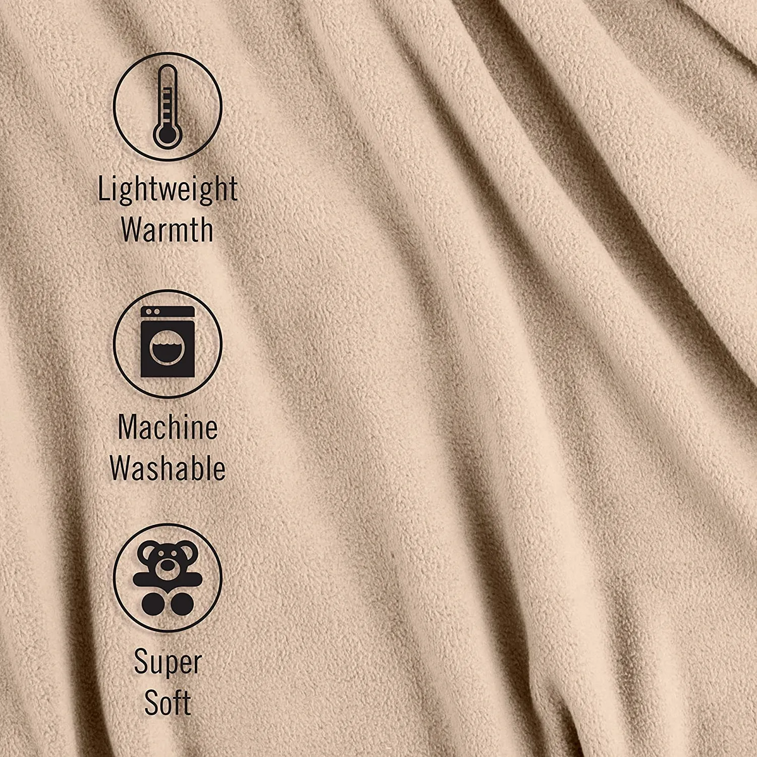 Martex Soft Fleece Polyester Pet-Friendly Full Queen Blanket for Home Bed, Sofa and Dorm - Beige