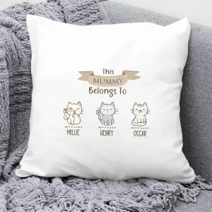 Mummy's Personalised Cat Cushion - Mother's Day - Message Pillow