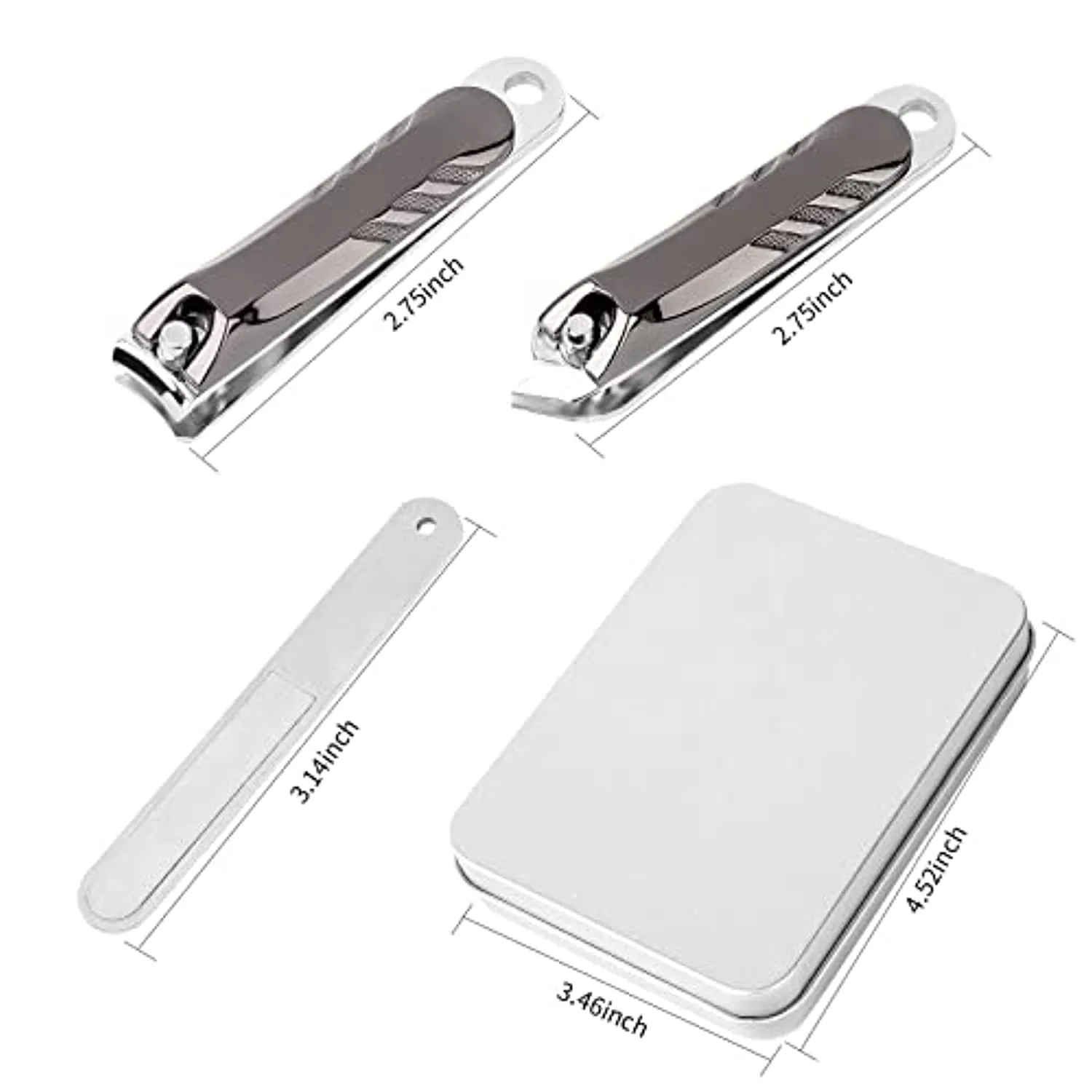 Nail Clippers Set Fingernail Toenail Clippers Set Stainless Steel Nail Clippers Set with 2 Sharp Nail Cutter and 1 Nail File, with Iron Case for Gift, Perfect 3 pcs Nail Clippers Cutter, Gun Black