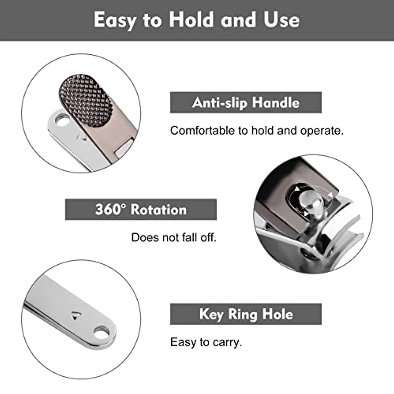 Nail Clippers Set Fingernail Toenail Clippers Set Stainless Steel Nail Clippers Set with 2 Sharp Nail Cutter and 1 Nail File, with Iron Case for Gift, Perfect 3 pcs Nail Clippers Cutter, Gun Black