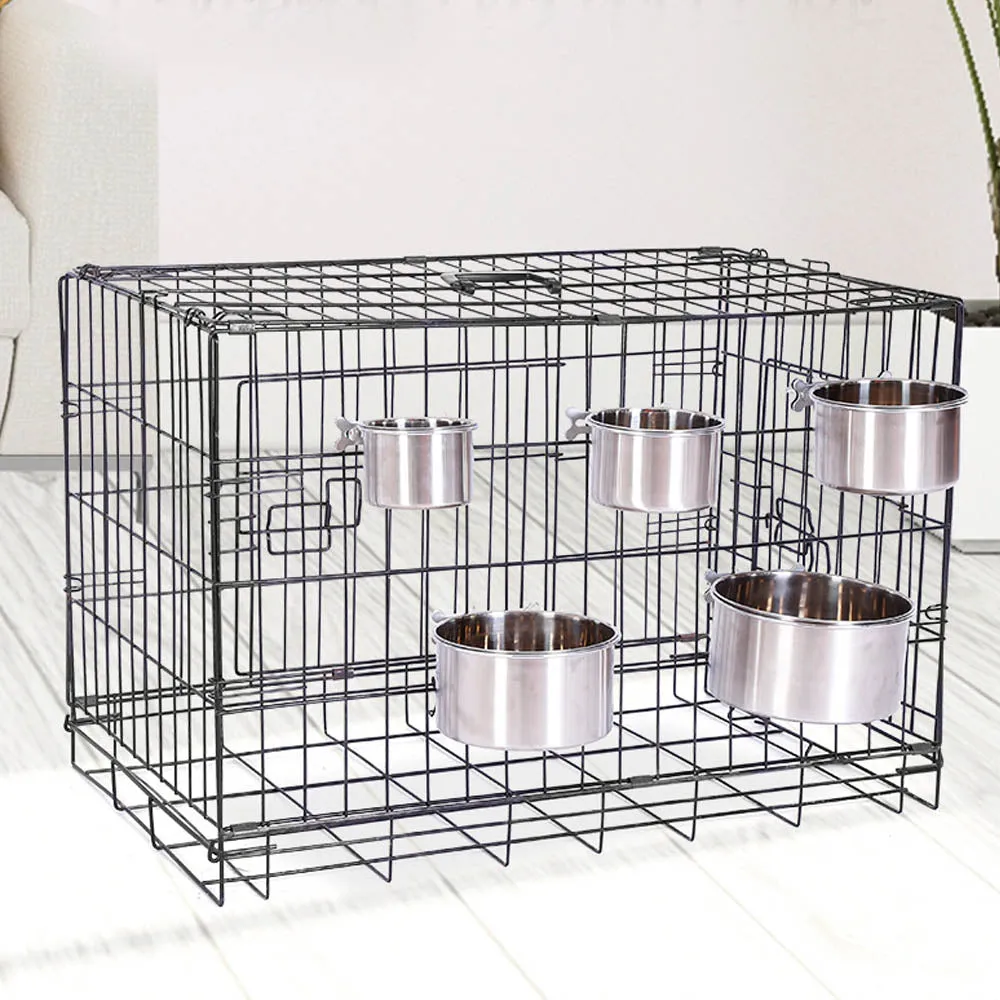PAWS ASIA Factory Stainless Steel Height Adjustable Portable Pet Travel Transport Feeding Fixed Hanging Dog Bowl