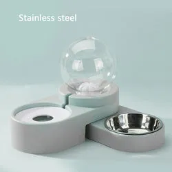 PAWS ASIA Wholesale Modern Portable Stainless Steel Automatic Double Cat Bowl Pet Food And Water