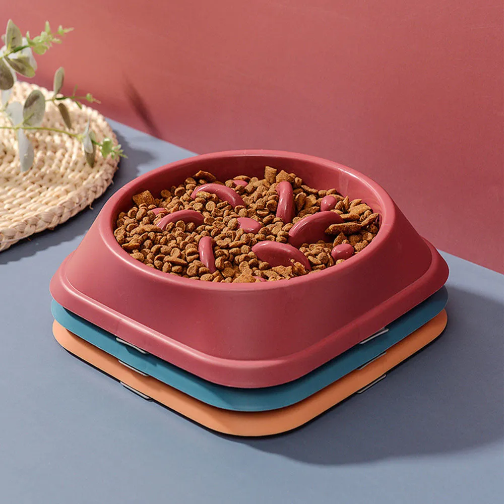 PAWS ASIA Wholesale PP Plastic Portable Slow Eating Non Slip Dog And Cat Bowls