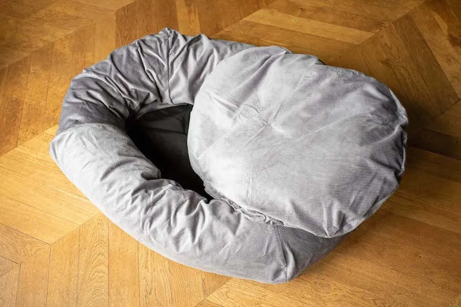 Silver grey corduroy dog bed covers
