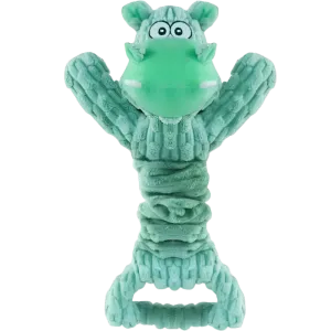 Stretchy Squeaky Green Hippo Dog Toy