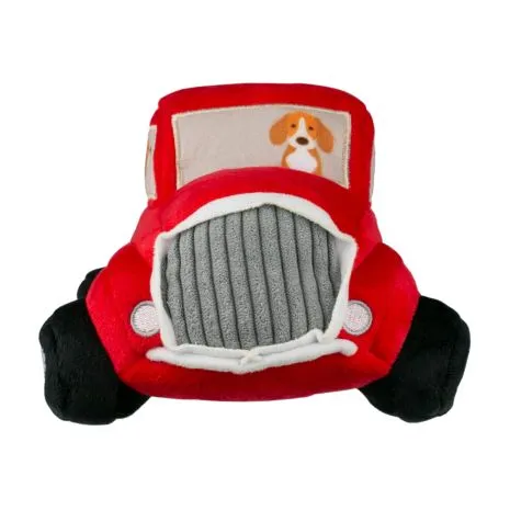 Tall Tails Dog Toy Holiday Red Truck with Snowball Squeaker