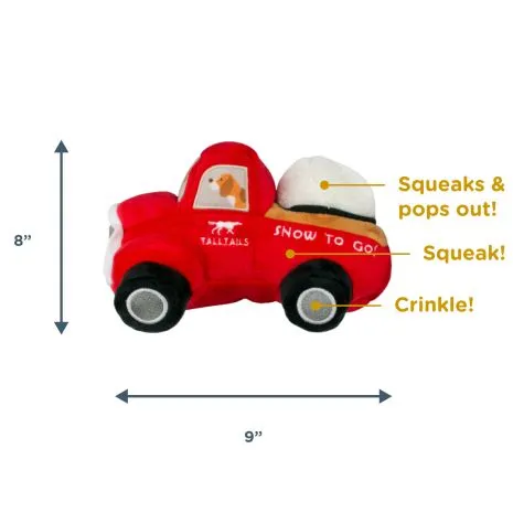 Tall Tails Dog Toy Holiday Red Truck with Snowball Squeaker