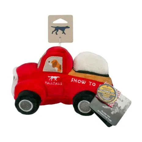 Tall Tails Dog Toy Holiday Red Truck with Snowball Squeaker