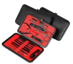 The Factory Manicure Black Stainless Steel High-end Set of 15 Nail Clippers