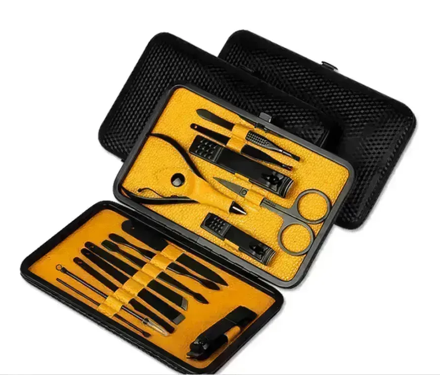 The Factory Manicure Black Stainless Steel High-end Set of 15 Nail Clippers